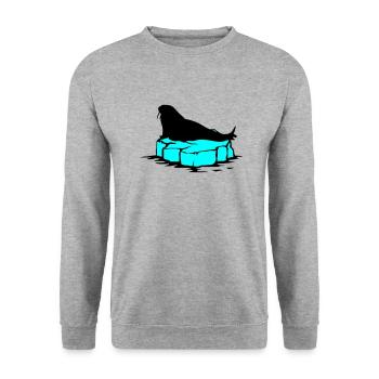 seehund eis - Unisex Pullover - Weißgrau meliert - Vorne - Alina (178cm) & Michal (187cm)
