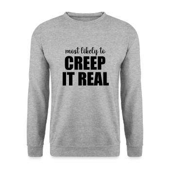 Most Likely To Creep It Real Funny Halloween - Unisex Sweatshirt - salt & pepper - Front - Alina (178cm) & Michal (187cm)