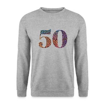 50th Anniversary Leopard - Unisex Sweatshirt - salt & pepper - Front - Alina (178cm) & Michal (187cm)