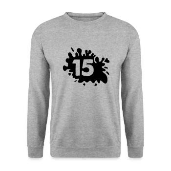 kleckse 15 - Unisex Pullover - Weißgrau meliert - Vorne - Alina (178cm) & Michal (187cm)
