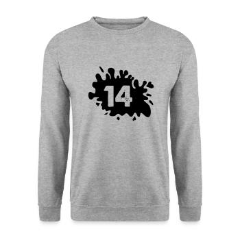 kleckse 14 - Unisex Pullover - Weißgrau meliert - Vorne - Alina (178cm) & Michal (187cm)