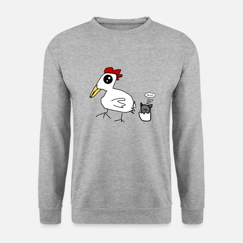 Katze Huhn - Unisex Pullover - Weißgrau meliert