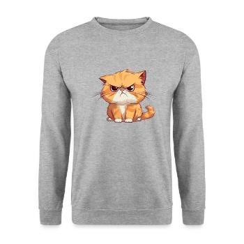Grumpy but cute orange cat - Unisex Sweatshirt - salt & pepper - Front - Alina (178cm) & Michal (187cm)
