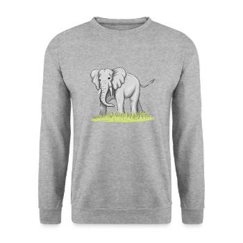 Elefant - Unisex Pullover - Weißgrau meliert - Vorne - Alina (178cm) & Michal (187cm)
