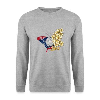Laos Lao Laotien drapeau Temple Lao I cadeau - Sweat-shirt Unisexe - gris chiné - Devant - Alina (178cm) & Michal (187cm)