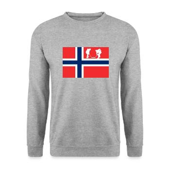 Norwegen, mein Land mit Flagge! - Unisex Pullover - Weißgrau meliert - Vorne - Alina (178cm) & Michal (187cm)