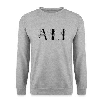 Name - Ali - Unisex Sweatshirt - salt & pepper - Front - Alina (178cm) & Michal (187cm)