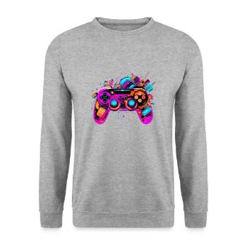 Contrôleur Color Explosion : l’art de l’ambiance de jeu - Sweat-shirt Unisexe - gris chiné - Devant - Alina (178cm) & Michal (187cm)
