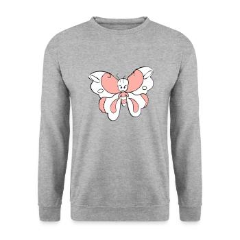 bunter Schmetterling > Vectorgraphic - Unisex Pullover - Weißgrau meliert - Vorne - Alina (178cm) & Michal (187cm)