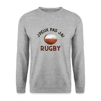 Ich kann nicht ich Rugby - Unisex Pullover - Weißgrau meliert - Vorne - Alina (178cm) & Michal (187cm)