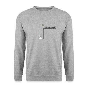 Ich traue mich - Unisex Pullover - Weißgrau meliert - Vorne - Alina (178cm) & Michal (187cm)