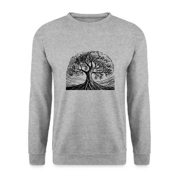 Bonsai forest tree black white - Unisex Sweatshirt - salt & pepper - Front - Alina (178cm) & Michal (187cm)
