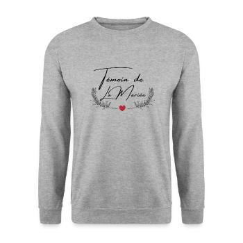 témoin de la mariée -tshirt assorti - Sweat-shirt Unisexe - gris chiné - Devant - Alina (178cm) & Michal (187cm)