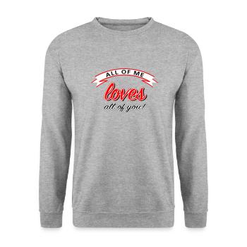all of me love all of you | mit Schleife - Unisex Pullover - Weißgrau meliert - Vorne - Alina (178cm) & Michal (187cm)