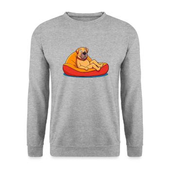 Relaxed Mastiff on Cushion Art - Unisex Sweatshirt - salt & pepper - Front - Alina (178cm) & Michal (187cm)