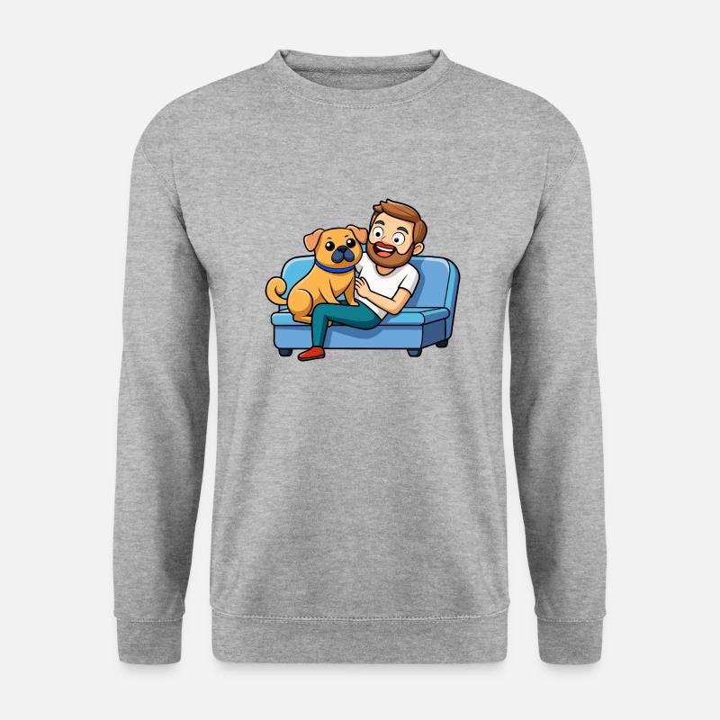 Affectionate Puggle Snuggle Digital Art - Unisex Sweatshirt - salt & pepper