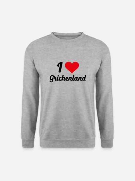 I Love Grichenland - Unisex Pullover - Weißgrau meliert