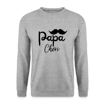 Lieber Papa - Unisex Pullover - Weißgrau meliert - Vorne - Alina (178cm) & Michal (187cm)
