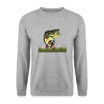 fisch, fisch, angeln, see, meer, angeln, fauna, exotisch - Unisex Pullover - Weißgrau meliert - Vorne - Alina (178cm) & Michal (187cm)