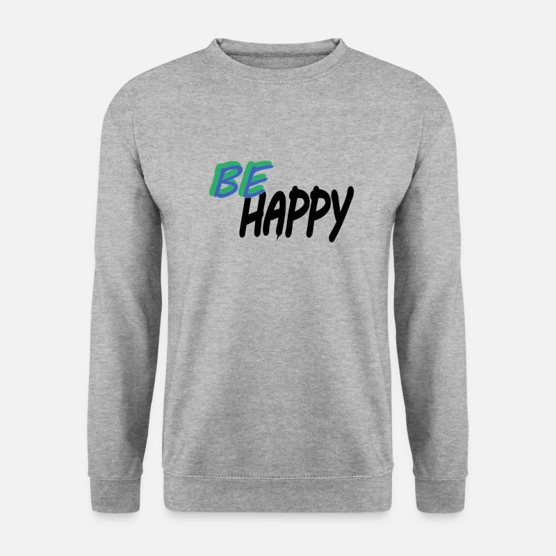 BE HAPPY - Unisex Pullover - Weißgrau meliert