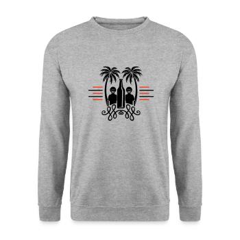 Palmen Strand Urlaub Party - Unisex Pullover - Weißgrau meliert - Vorne - Alina (178cm) & Michal (187cm)