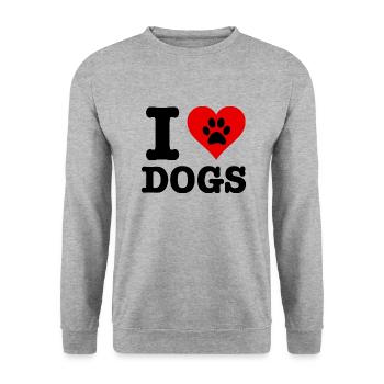 ICH LIEBE HUNDE! - Unisex Pullover - Weißgrau meliert - Vorne - Alina (178cm) & Michal (187cm)