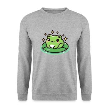 Frog on Lilypad: Cute and Magical - Unisex Sweatshirt - salt & pepper - Front - Alina (178cm) & Michal (187cm)