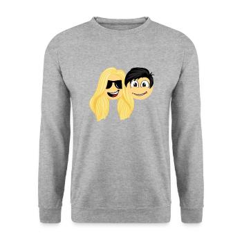 Couple in love blonde woman and brunette man - Unisex Sweatshirt - salt & pepper - Front - Alina (178cm) & Michal (187cm)