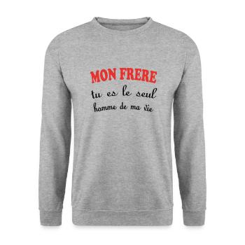 Mein BRUDER, du bist der einzige Mann in meinem Leben - Unisex Pullover - Weißgrau meliert - Vorne - Alina (178cm) & Michal (187cm)