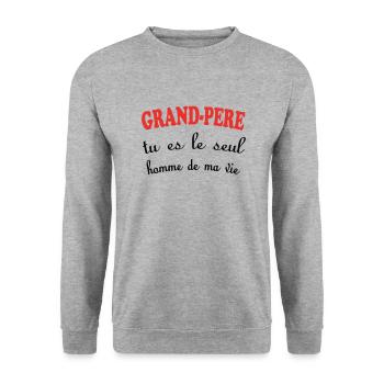OPA, du bist der einzige Mann in meinem Leben - Unisex Pullover - Weißgrau meliert - Vorne - Alina (178cm) & Michal (187cm)