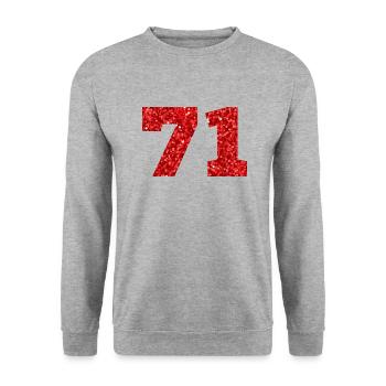 71 Red Glitter - 71 Birthday - Unisex Sweatshirt - salt & pepper - Front - Alina (178cm) & Michal (187cm)