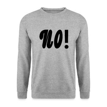 Text No in schwarz - Unisex Pullover - Weißgrau meliert - Vorne - Alina (178cm) & Michal (187cm)