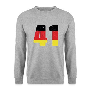 41 Numéro Jersey Allemagne - Sweat-shirt Unisexe - gris chiné - Devant - Alina (178cm) & Michal (187cm)