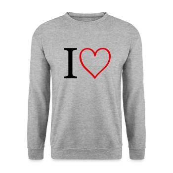 herz i heart - Unisex Pullover - Weißgrau meliert - Vorne - Alina (178cm) & Michal (187cm)