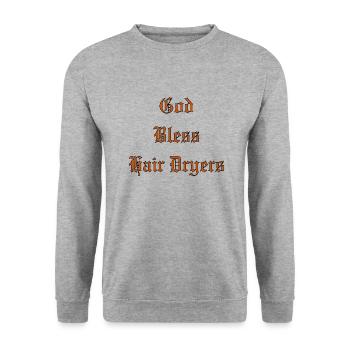 GodBlessHairDryers - Unisex Sweatshirt - salt & pepper - Front - Alina (178cm) & Michal (187cm)