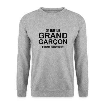 I'm a big boy👦, I'm going to kindergarten! - Unisex Sweatshirt - salt & pepper - Front - Alina (178cm) & Michal (187cm)