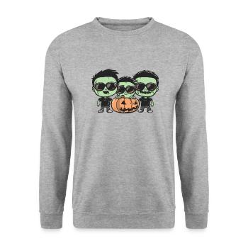 Zombies Halloween Cool - Sweat-shirt Unisexe - gris chiné - Devant - Alina (178cm) & Michal (187cm)