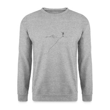 Gelassener Berg-Sonnenaufgang Mountain Sunrise - Unisex Pullover - Weißgrau meliert - Vorne - Alina (178cm) & Michal (187cm)