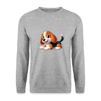Beagle 2 - Unisex Pullover - Weißgrau meliert - Vorne - Alina (178cm) & Michal (187cm)