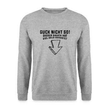 Lustiger Spruch Bild Witzig Humor Geschenkidee - Unisex Pullover - Weißgrau meliert - Vorne - Alina (178cm) & Michal (187cm)