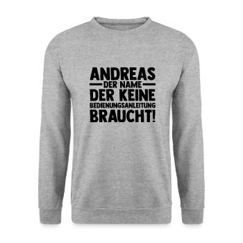 First name Andreas - Unisex Sweatshirt - salt & pepper - Front - Alina (178cm) & Michal (187cm)