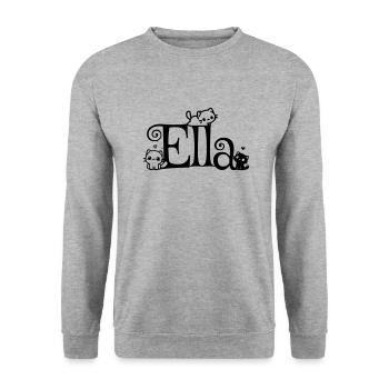Ella Name Vorname Kätzchenname - Unisex Pullover - Weißgrau meliert - Vorne - Alina (178cm) & Michal (187cm)