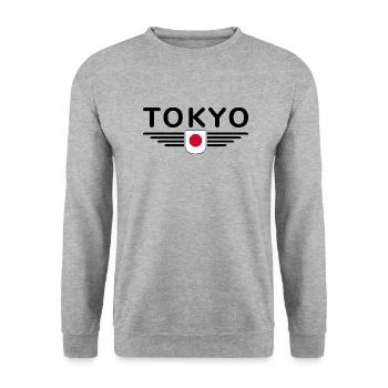 Tokio Japan Fan Outfit T Shirt Design - Unisex Pullover - Weißgrau meliert - Vorne - Alina (178cm) & Michal (187cm)