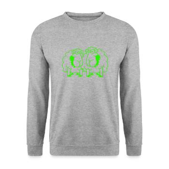 Two Sheep Eating Grass 2 Friends Team Hungry - Unisex Sweatshirt - salt & pepper - Front - Alina (178cm) & Michal (187cm)