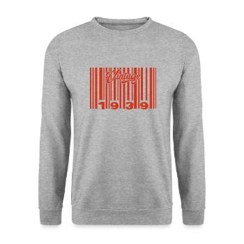 Vintage 1939 Born In 1939 86 Years Bar Code Anniversai - Unisex Sweatshirt - salt & pepper - Front - Alina (178cm) & Michal (187cm)