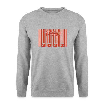 Vintage 2022 born in 2022 3 years bar code anniversair - Unisex Sweatshirt - salt & pepper - Front - Alina (178cm) & Michal (187cm)