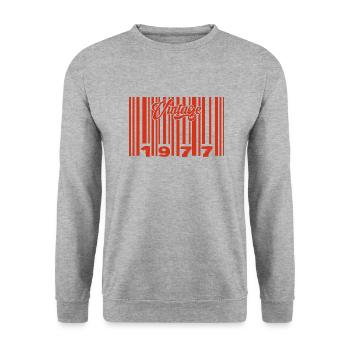 vintage 1977 né en 1977 48 ans bar code anniversai - Sweat-shirt Unisexe - gris chiné - Devant - Alina (178cm) & Michal (187cm)