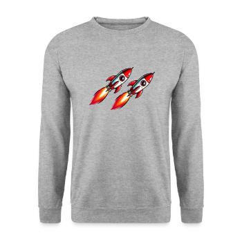 Bande dessinée fusée - Sweat-shirt Unisexe - gris chiné - Devant - Alina (178cm) & Michal (187cm)