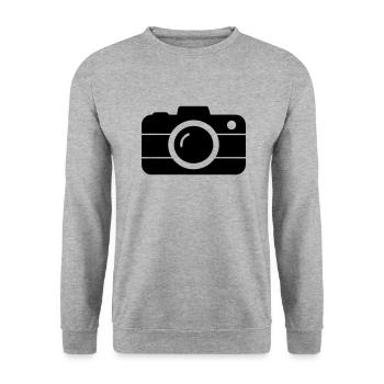 Kamera - Unisex Pullover - Weißgrau meliert - Vorne - Alina (178cm) & Michal (187cm)