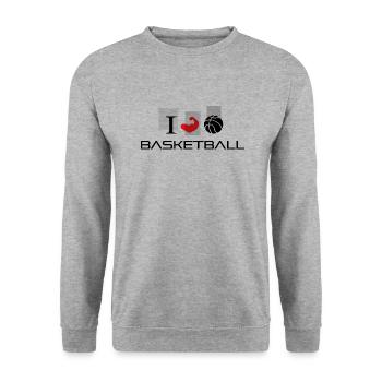 Basketball - Unisex Pullover - Weißgrau meliert - Vorne - Alina (178cm) & Michal (187cm)
